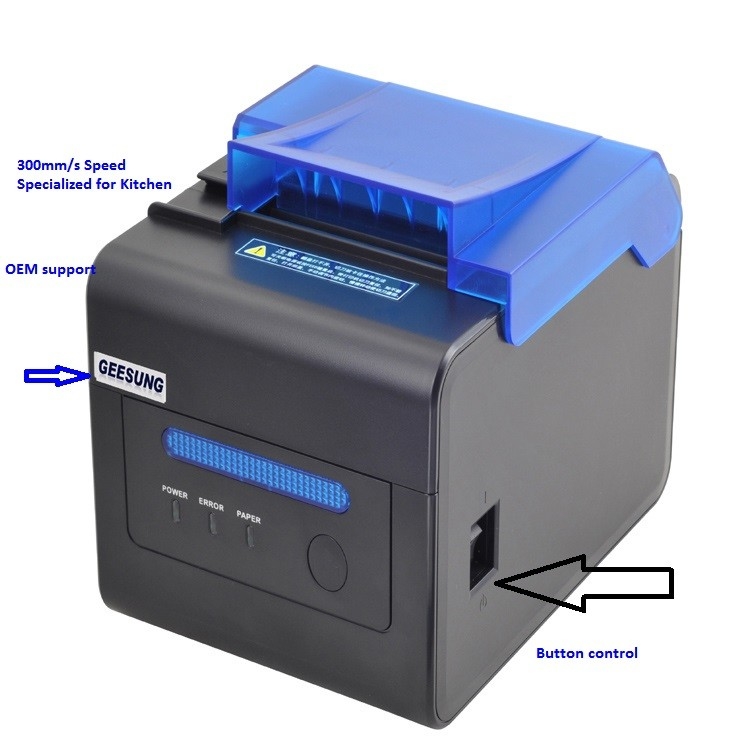 300mm/S 80mm Kitchen Receipt Printer Wifi Blue Tooth Com Lan USB Ports